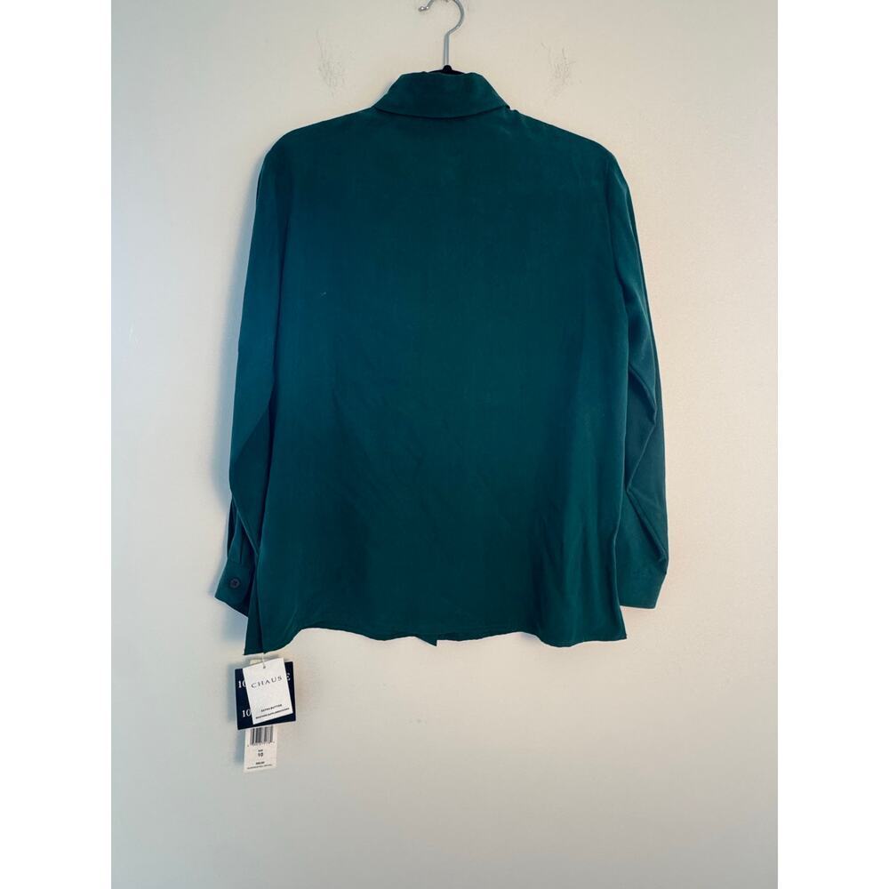 Chaus Women’s Teal Button Down Size 10 100% Pure Silk NWT Vintage - Picture 5 of 5